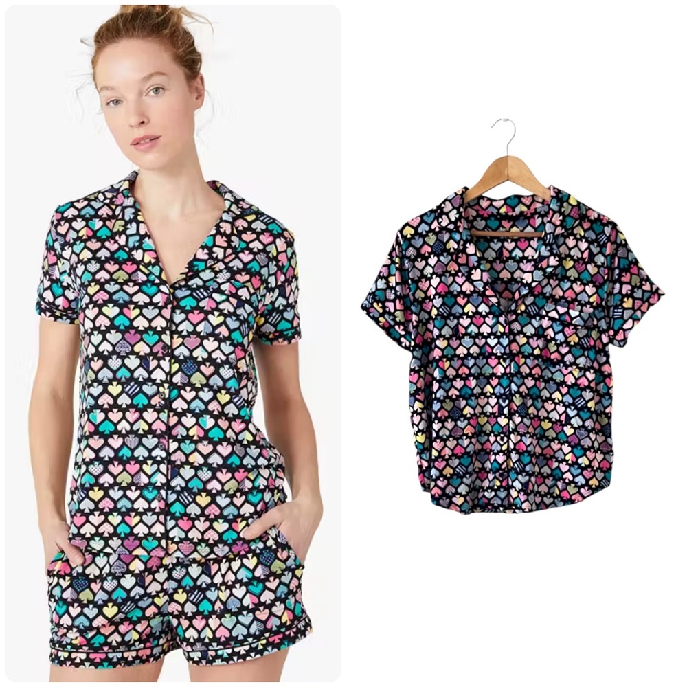 Kate Spade Multicolor Graffiti Spade Short Sleeve Pajama Top Extra Large XL